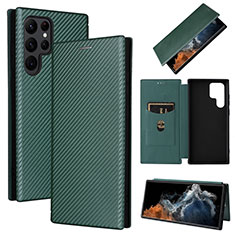 Funda de Cuero Cartera con Soporte Carcasa L10Z para Samsung Galaxy S21 Ultra 5G Verde