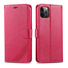 Funda de Cuero Cartera con Soporte Carcasa L11 para Apple iPhone 12 Pro Rosa Roja