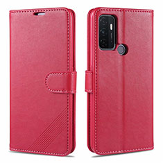 Funda de Cuero Cartera con Soporte Carcasa L11 para Oppo A33 Rojo