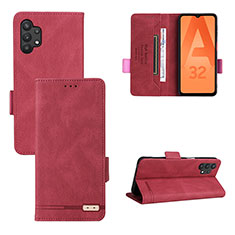 Funda de Cuero Cartera con Soporte Carcasa L11Z para Samsung Galaxy A32 4G Rojo