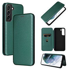 Funda de Cuero Cartera con Soporte Carcasa L11Z para Samsung Galaxy S21 FE 5G Verde