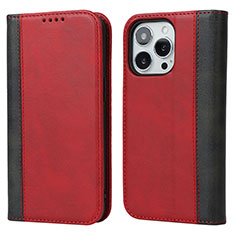 Funda de Cuero Cartera con Soporte Carcasa L12 para Apple iPhone 13 Pro Rojo