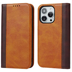 Funda de Cuero Cartera con Soporte Carcasa L12 para Apple iPhone 14 Pro Marron