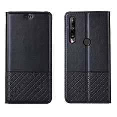 Funda de Cuero Cartera con Soporte Carcasa L12 para Huawei Honor 9C Negro