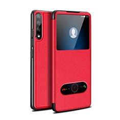 Funda de Cuero Cartera con Soporte Carcasa L12 para Huawei Y8p Rojo