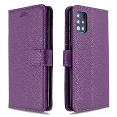 Funda de Cuero Cartera con Soporte Carcasa L12 para Samsung Galaxy A51 5G Morado