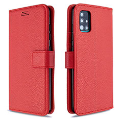 Funda de Cuero Cartera con Soporte Carcasa L12 para Samsung Galaxy A51 5G Rojo