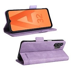 Funda de Cuero Cartera con Soporte Carcasa L12Z para Samsung Galaxy A32 4G Morado