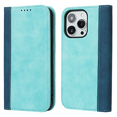 Funda de Cuero Cartera con Soporte Carcasa L13 para Apple iPhone 13 Pro Max Azul Cielo