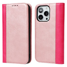 Funda de Cuero Cartera con Soporte Carcasa L13 para Apple iPhone 14 Pro Max Oro Rosa