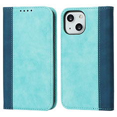 Funda de Cuero Cartera con Soporte Carcasa L13 para Apple iPhone 15 Azul Cielo