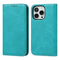 Funda de Cuero Cartera con Soporte Carcasa L14 para Apple iPhone 14 Pro Azul Cielo