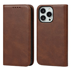 Funda de Cuero Cartera con Soporte Carcasa L14 para Apple iPhone 14 Pro Marron