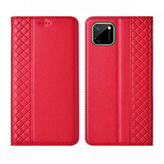 Funda de Cuero Cartera con Soporte Carcasa L14 para Realme C11 Rojo