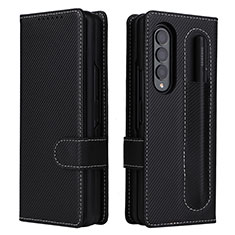 Funda de Cuero Cartera con Soporte Carcasa L14Z para Samsung Galaxy Z Fold3 5G Negro