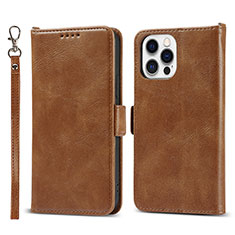 Funda de Cuero Cartera con Soporte Carcasa L15 para Apple iPhone 13 Pro Marron