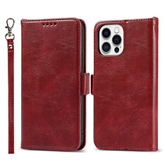 Funda de Cuero Cartera con Soporte Carcasa L15 para Apple iPhone 13 Pro Max Rojo