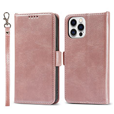 Funda de Cuero Cartera con Soporte Carcasa L15 para Apple iPhone 13 Pro Oro Rosa