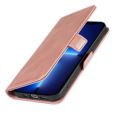 Funda de Cuero Cartera con Soporte Carcasa L15 para Apple iPhone 14 Oro Rosa