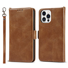 Funda de Cuero Cartera con Soporte Carcasa L15 para Apple iPhone 14 Pro Marron