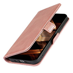 Funda de Cuero Cartera con Soporte Carcasa L15 para Apple iPhone 15 Oro Rosa