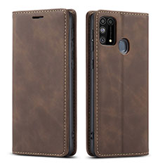 Funda de Cuero Cartera con Soporte Carcasa L15 para Samsung Galaxy M21s Marron