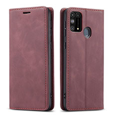 Funda de Cuero Cartera con Soporte Carcasa L15 para Samsung Galaxy M21s Rojo Rosa