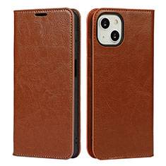 Funda de Cuero Cartera con Soporte Carcasa L17 para Apple iPhone 14 Marron Claro