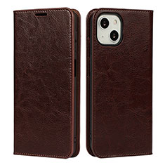 Funda de Cuero Cartera con Soporte Carcasa L17 para Apple iPhone 15 Marron