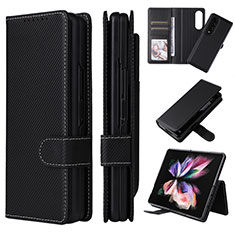 Funda de Cuero Cartera con Soporte Carcasa L17Z para Samsung Galaxy Z Fold3 5G Negro