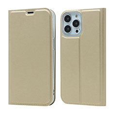 Funda de Cuero Cartera con Soporte Carcasa L18 para Apple iPhone 15 Pro Max Oro