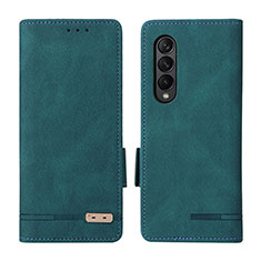 Funda de Cuero Cartera con Soporte Carcasa L18Z para Samsung Galaxy Z Fold3 5G Verde