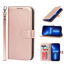 Funda de Cuero Cartera con Soporte Carcasa L19 para Apple iPhone 13 Pro Oro Rosa