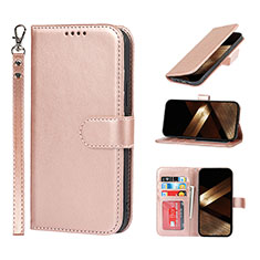 Funda de Cuero Cartera con Soporte Carcasa L19 para Apple iPhone 15 Pro Max Oro Rosa