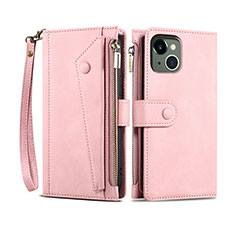 Funda de Cuero Cartera con Soporte Carcasa L20 para Apple iPhone 14 Plus Oro Rosa