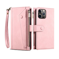 Funda de Cuero Cartera con Soporte Carcasa L20 para Apple iPhone 14 Pro Max Oro Rosa