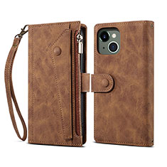 Funda de Cuero Cartera con Soporte Carcasa L20 para Apple iPhone 15 Marron