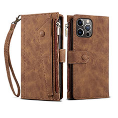 Funda de Cuero Cartera con Soporte Carcasa L20 para Apple iPhone 15 Pro Max Marron