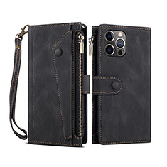 Funda de Cuero Cartera con Soporte Carcasa L20 para Apple iPhone 16 Pro Max Negro