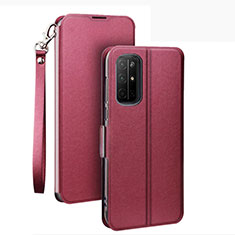 Funda de Cuero Cartera con Soporte Carcasa L22 para Huawei Honor 30S Rojo Rosa