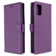 Funda de Cuero Cartera con Soporte Carcasa L22 para Samsung Galaxy A71 5G Morado