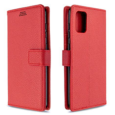 Funda de Cuero Cartera con Soporte Carcasa L22 para Samsung Galaxy A71 5G Rojo