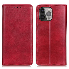 Funda de Cuero Cartera con Soporte Carcasa L25 para Apple iPhone 13 Pro Rojo