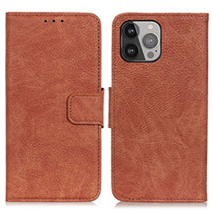 Funda de Cuero Cartera con Soporte Carcasa L27 para Apple iPhone 14 Pro Max Marron