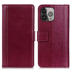 Funda de Cuero Cartera con Soporte Carcasa L28 para Apple iPhone 13 Pro Rojo