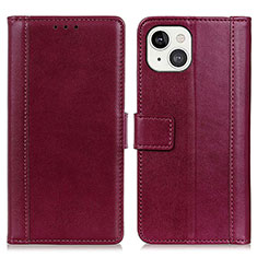 Funda de Cuero Cartera con Soporte Carcasa L28 para Apple iPhone 13 Rojo