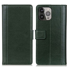 Funda de Cuero Cartera con Soporte Carcasa L28 para Apple iPhone 14 Pro Max Verde