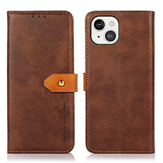 Funda de Cuero Cartera con Soporte Carcasa L29 para Apple iPhone 15 Marron