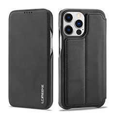 Funda de Cuero Cartera con Soporte Carcasa LC1 para Apple iPhone 13 Pro Max Negro