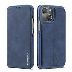 Funda de Cuero Cartera con Soporte Carcasa LC1 para Apple iPhone 14 Azul